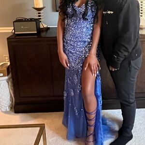 Elegant Blue Sequin Gown